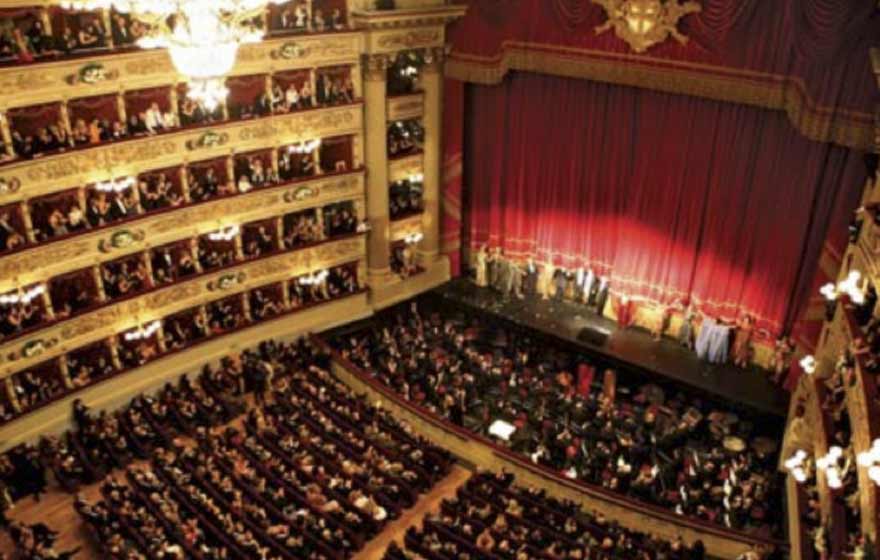 The world-famous La Scala Opera House, Milan — a venue as glamourous as opera itself.
